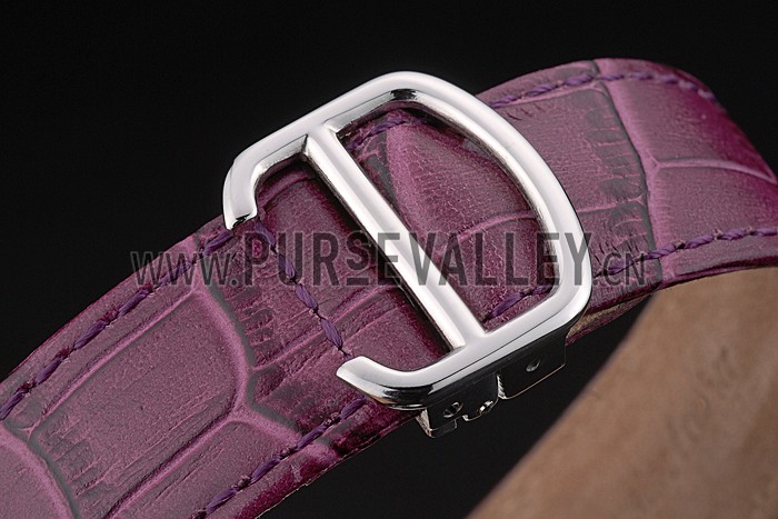 Cartier Ballon Bleu 42mm White Dial Stainless Steel Case Purple Leather Bracelet