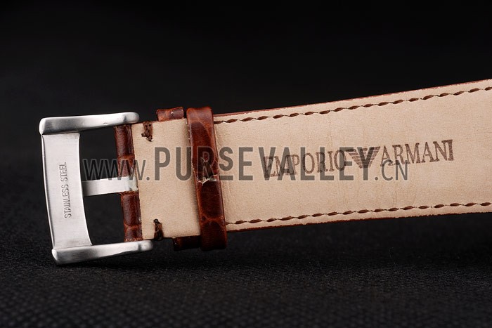 Emporio Armani Meccanico Brown Leather Strap Open Dial 98255