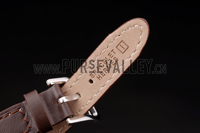 Hermes Classic MOP Dial Brown Elongated Leather Strap