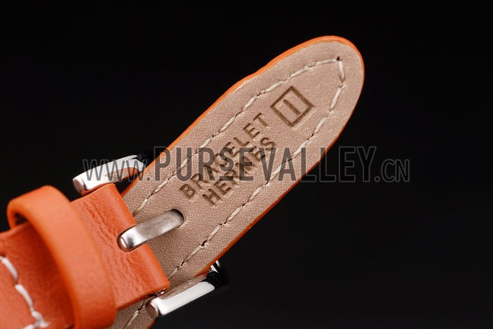 Hermes Classic MOP Dial Orange Elongated Leather Strap