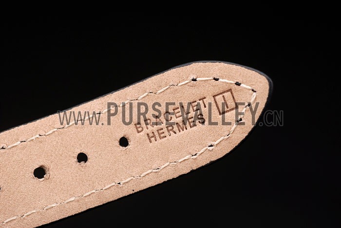 Hermes Classic MOP Dial Black Leather Strap