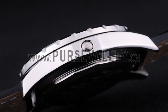 Breitling Bentley Chronograph Black Dial Black Leather Strap