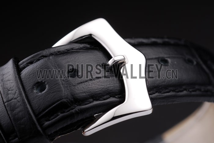 Patek Philippe Geneve Calatrava Crystal Studded Hour Marker Black Dial Black Leather Strap 98170