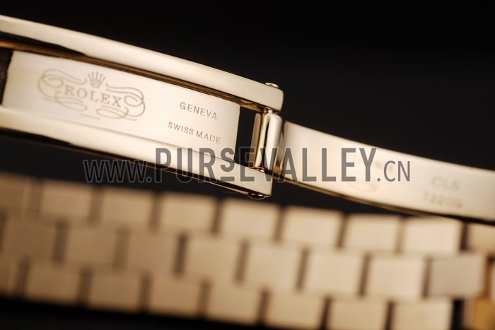 Rolex DateJust Ribbed Pattern Gold Bezel Gold Dial