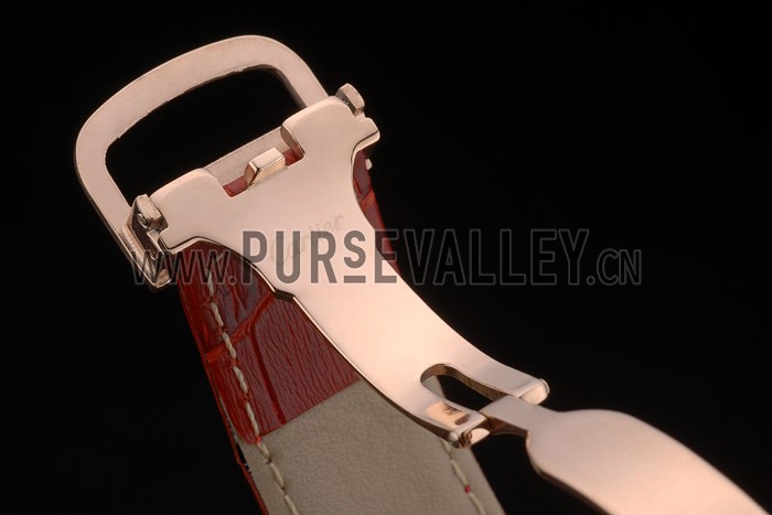 Cartier Tank Anglaise 30mm White Dial Gold Case Red Leather Bracelet