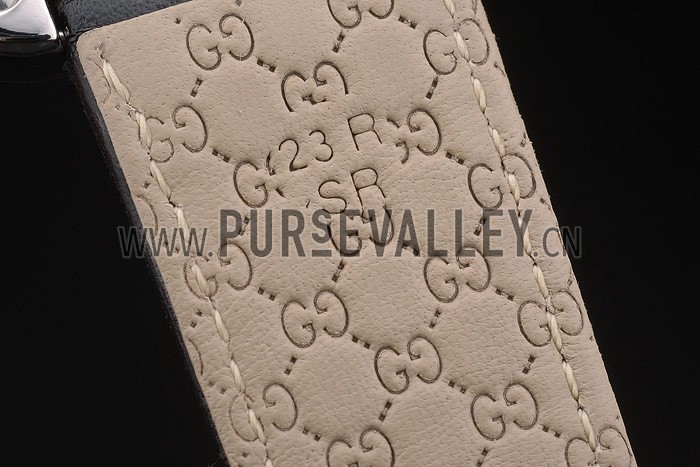 Gucci Black Leather Strap Black Ceramic Bezel Black Dial 80220