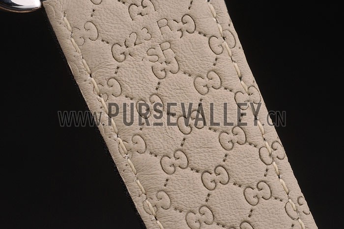 Gucci Black Leather Strap Rose Gold Bezel Black Dial 80222