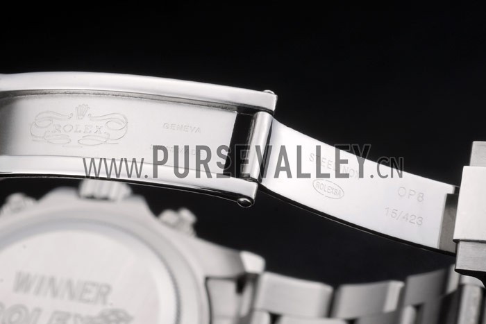 Rolex Daytona Cosmograph Rainbow Crystals Bezel Stainless Steep Strap Black Dial 80250