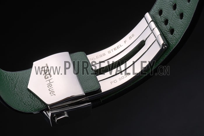 Tag Heuer Monaco Black-Green Perforated Leather Strap Black Dial 80308