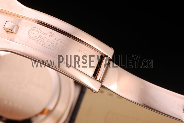 Rolex Daytona Rose Gold Case Black Dial Black Leather Strap