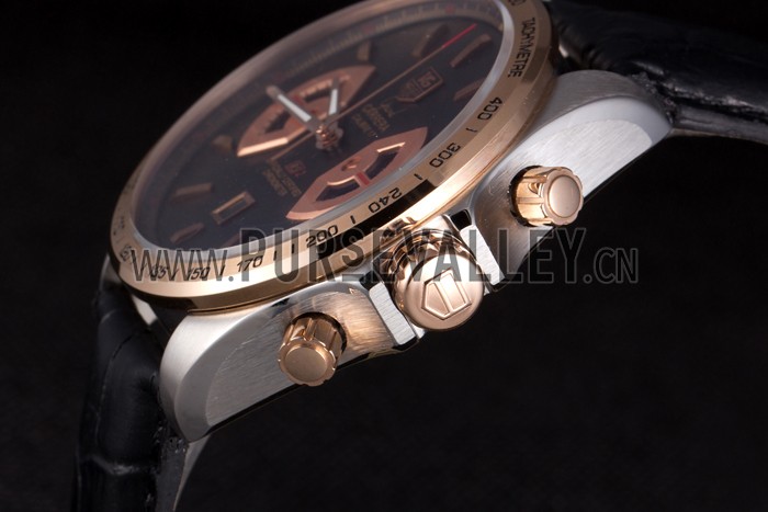 Tag Heuer Carrera Stainless Steel Case Black Dial Black Leather Strap