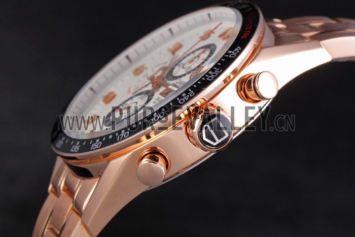 Tag Heuer Carrera Rose Gold Bracelet White Dial 801442