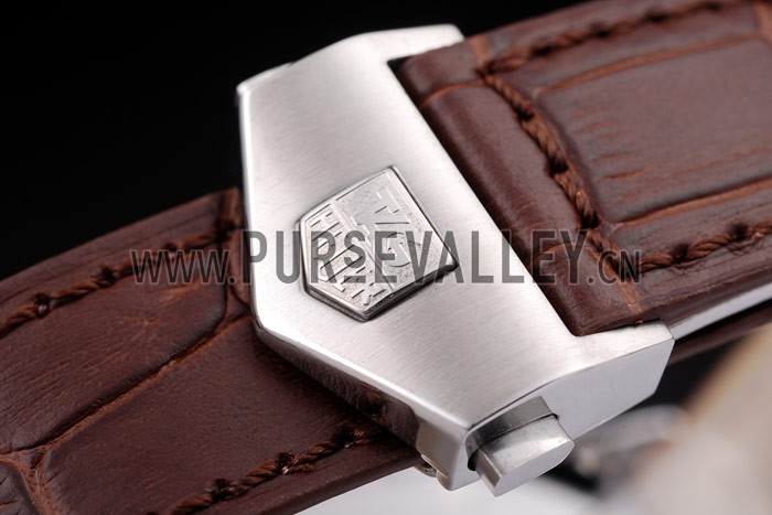 Tag Heuer SLR Brushed Stainless Steel Case Silver Dial Brown Leather Strap