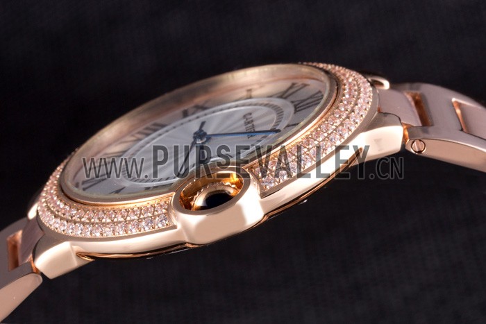 Cartier Ballon Bleu 42mm White Dial Diamonds Pink Gold Case And Bracelet