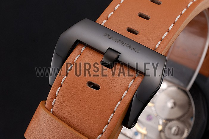 Panerai Luminor Ion Plated Stainless Steel Bezel Orange Leather Bracelet 622309