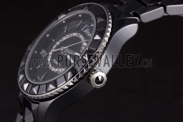 Dior VIII Ceramic Black Bezel Black Bracelet cd10 621363
