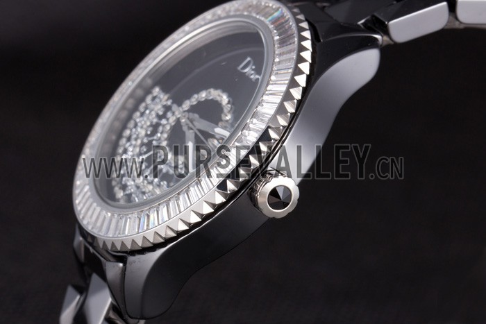 Dior VIII Baguette Cut White Diamonds with Diamond Encrusted Dial cd13 621366