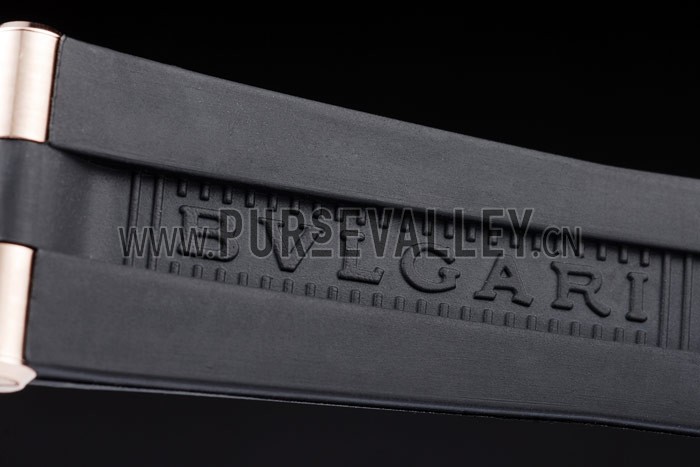 Bvlgari Diagono 40mm White Dial Gold Case With Diamonds Black Rubber Bracelet