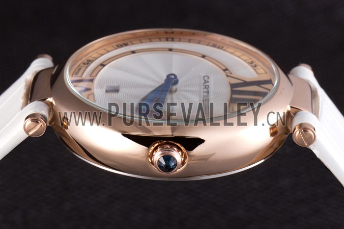 Cartier Ballon Bleu White Leather Strap 621449