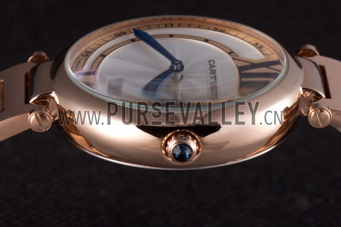 Cartier Ballon Bleu Rose Gold Stainelss Steel Strap White Dial 621453