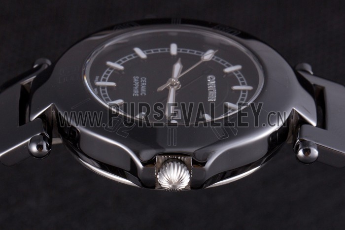 Cartier Pasha 34mm Black Dial Black Ceramic Case Rubber Bracelet