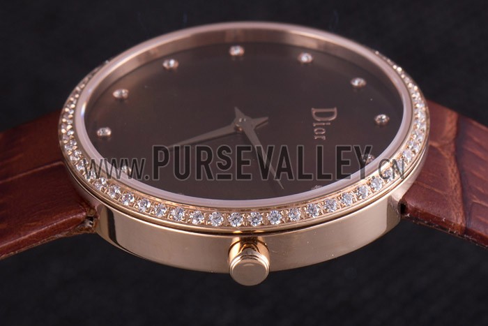La D de Dior Brown Leather Strap with Brown Dial 621511