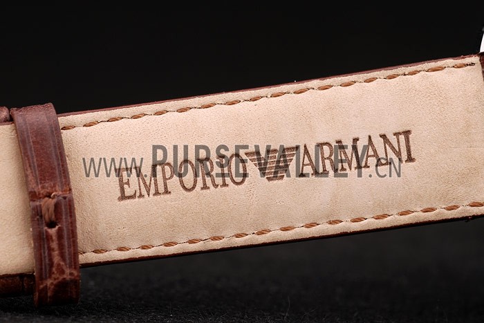 Emporio Armani Meccanico Brown Leather Strap Open Dial 98249
