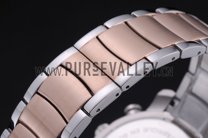 Bvlgari Diagono 46mm White Dial Stainless Steel Case Rose Gold Bezel Two Tone Bracelet