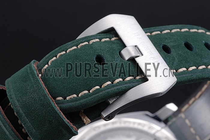 Panerai Luminor Marina Polished Stainless Steel Bezel Green Leather Bracelet 622310
