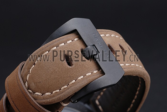 Panerai Luminor GMT Ion Plated Stainless Steel Bezel Khaki Leather Bracelet 622315