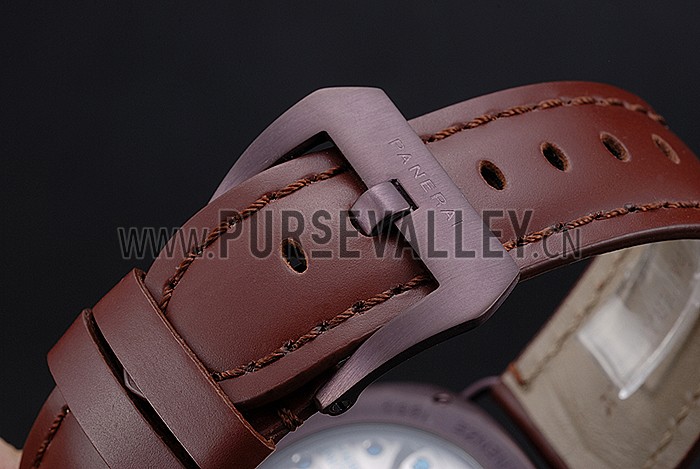 Panerai Luminor Marina Militare Purple Stainless Steel Bezel Brown Bracelet 622321