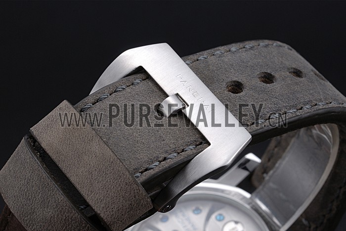 Panerai Luminor Stainless Steel Bezel Grey Leather Bracelet 622323