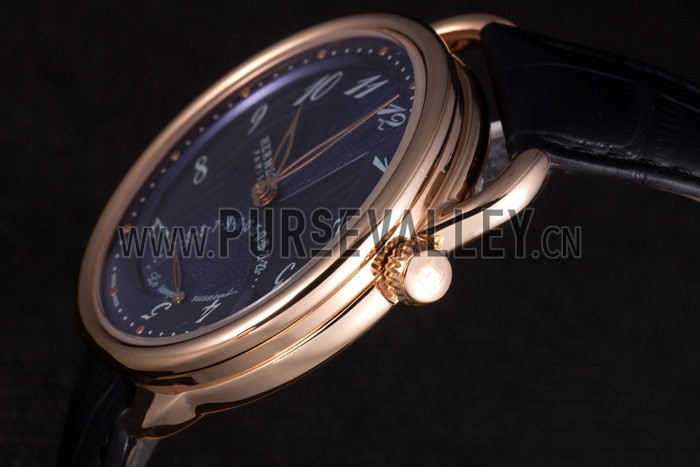 Hermes Classic Croco Leather Strap Navy Dial 801404