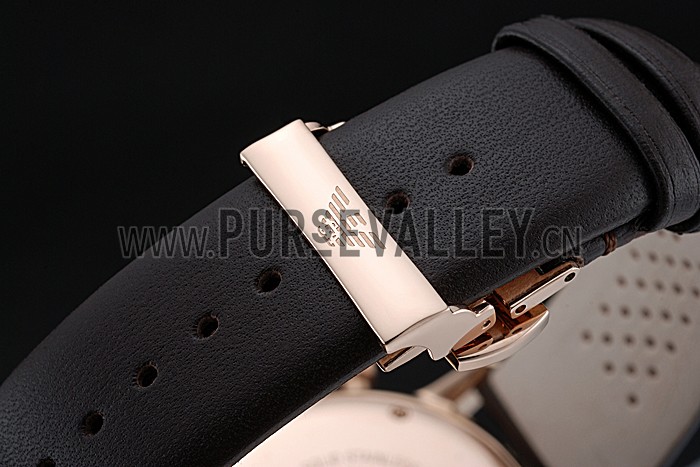 Emporio Armani Classic Chronograph Black Dial Rose Gold Case Black Leather Bracelet 622333