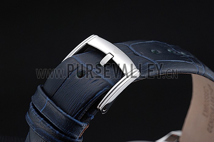 Emporio Armani Classic Dark Blue Dial Silver Case Dark Blue Leather Bracelet 622335