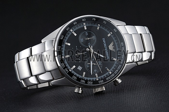 Emporio Armani Sportivo Chronograph Black Dial Stainless Steel Bracelet 622349