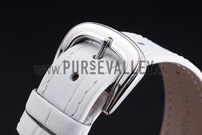 Franck Muller Long Island Classic White Dial Diamonds Case White Leather Band 622368