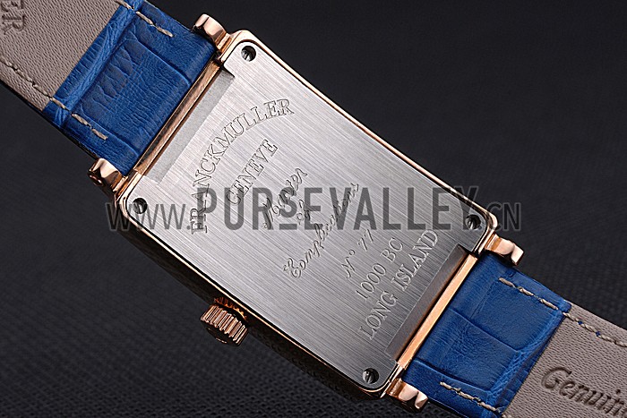 Franck Muller Long Island Classic White Dial Diamonds Case Blue Leather Band 622376