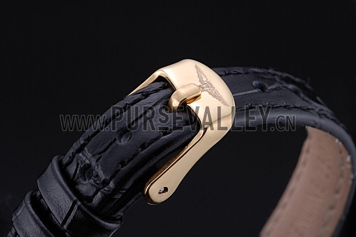 Longines La Grande Classique White Round Dial Gold Case Black Leather Band Small 622383