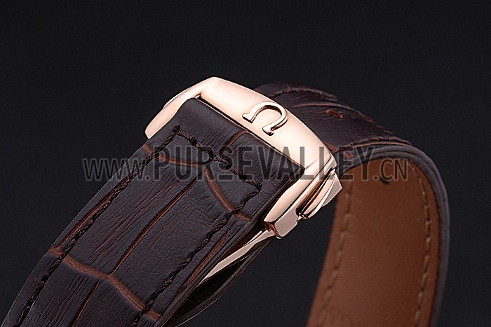 Omega Seamaster Planet Ocean GMT White Dial Rose Gold Case Brown Leather Band 622400