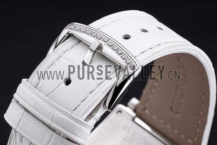 Franck Muller Master Square Color Dreams Diamonds Case White Leather Band 622356