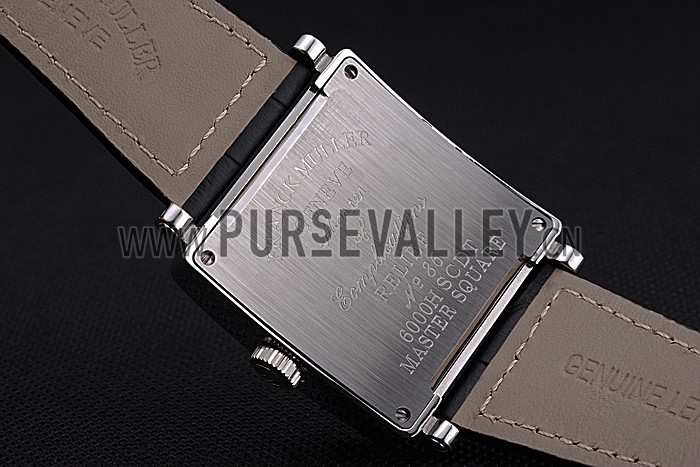 Franck Muller Master Square Diamonds Dial Diamonds Case Black Leather Band 622358