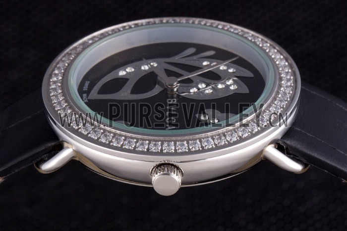 Bvlgari ZERO1 Butterfly Motif Black Leather Band Black Dial 621578