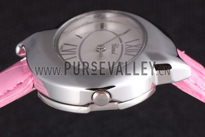 Chopard Luxury Silver Bezel with White Dial and Pink Leather Strap 621543