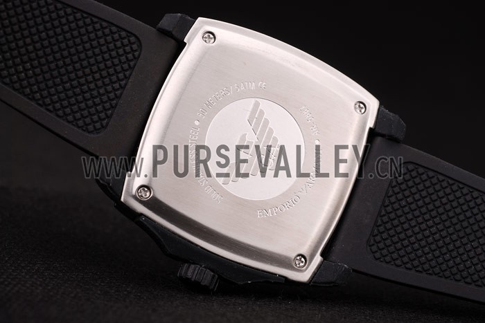 Emporio Armani Classic Black Rubber Strap Polished Stainless Steel Bezel