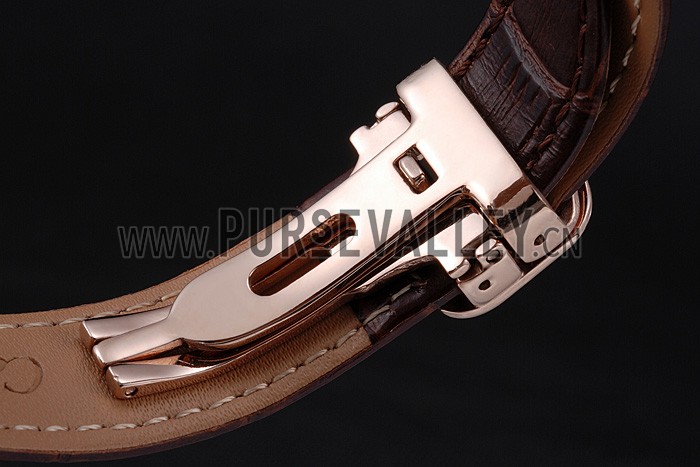 Cartier Rotonde Blue Crown Brown Leather Bracelet 621974