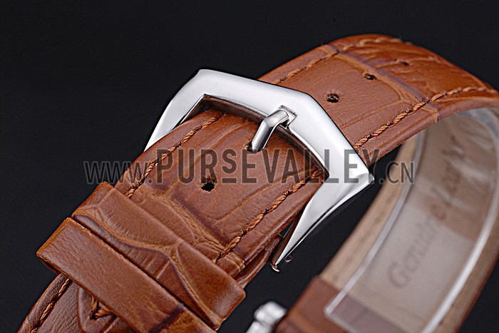 Patek Philippe Geneve Complications White Dial Stainless Steel Brown Leather Band 622142