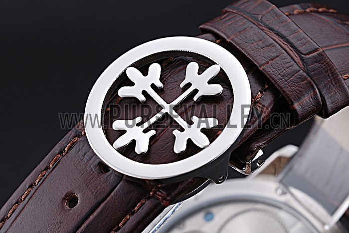Patek Philippe Geneve Grand Complications White Dial Stainless Steel Bezel Brown Leather Band 622151