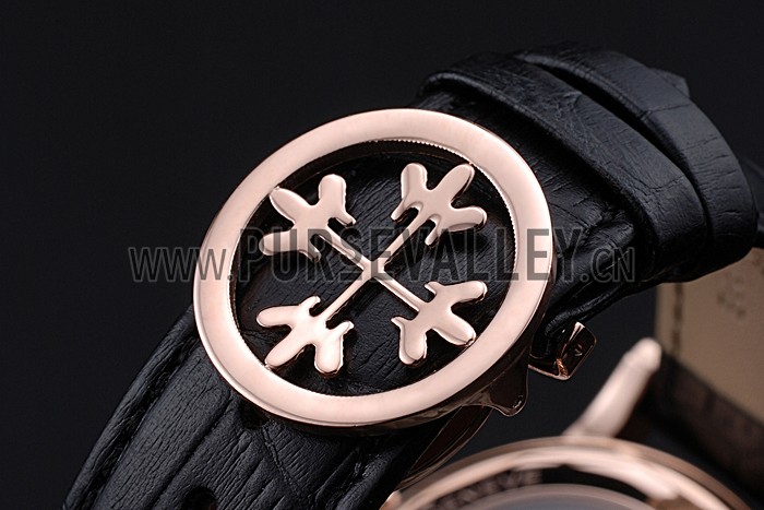 Patek Philippe Geneve Grand Complications Black Dial Tourbillon Rose Gold Bezel Black Band 622157