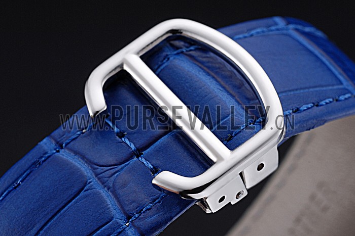 Cartier Tank MC Stainless Steel Case Blue Dial Blue Leather Strap 622178